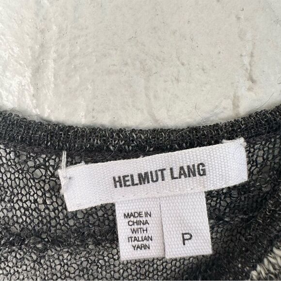 HELMUT LANG Open Knit Asymmetrical Sweater Top Womens Petite Small Mohair Wool - Picture 3 of 8